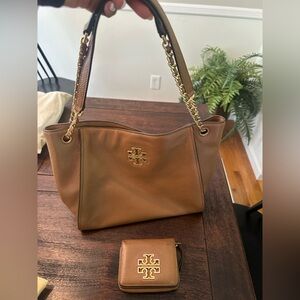 Tory Burch Brown Shoulder Bag with Gold Hardware